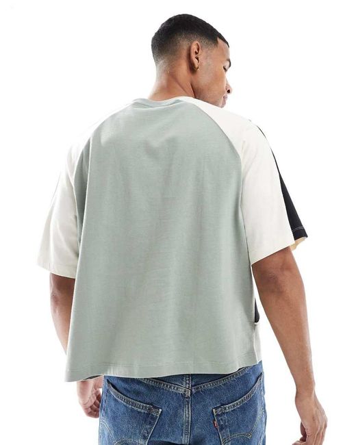 ASOS Gray Boxy Oversized T-shirt With Cut And Sew Panelling And Sports Graphics for men