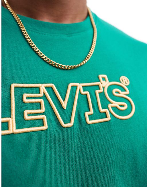 Levi's Green Corder Headline Logo Relaxed Fit T-shirt for men