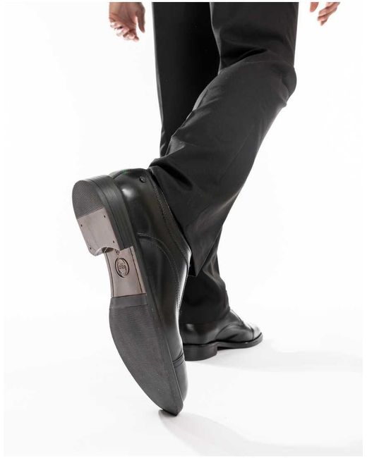 Base London Black Lapel Toe Cap Shoe for men