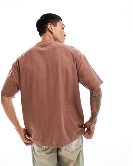 ASOS Brown Oversized Fit T-shirt With Rib Detailing for men