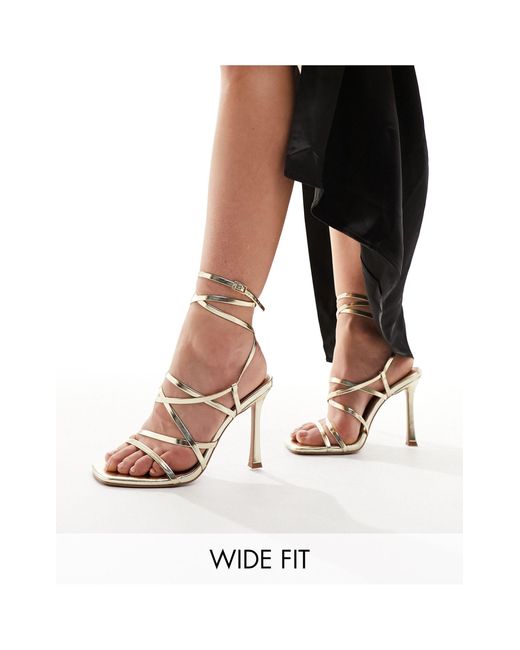 ASOS Black Wide Fit Native Strappy Heeled Sandals