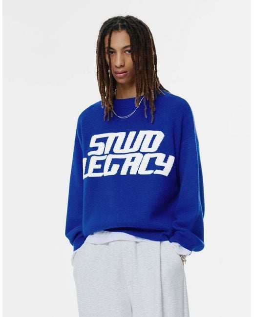 Pull&Bear Blue Stwd Legacy Sweater for men