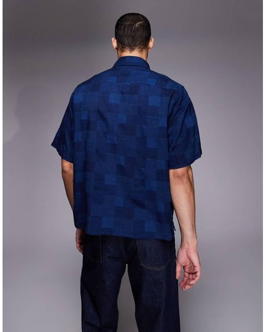 HUGO Blue Oversized Patterned Shirt for men