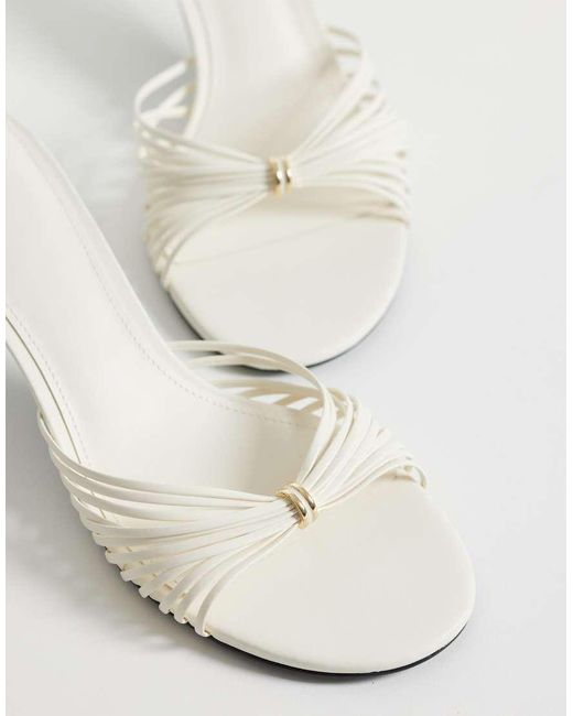 Mango White Strappy Heeled Sandals With Hardware Detail