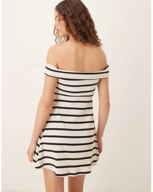 ASOS White Twist Bardot Mini Skater Dress