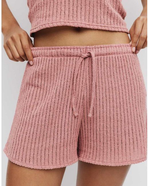 Pull&Bear Open Gebreide Shorts in het Pink
