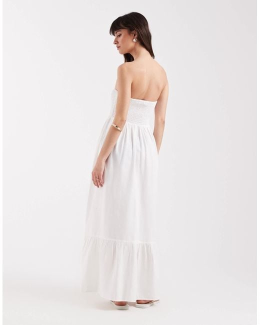 Aware White Boho Bandeau Maxi Dress
