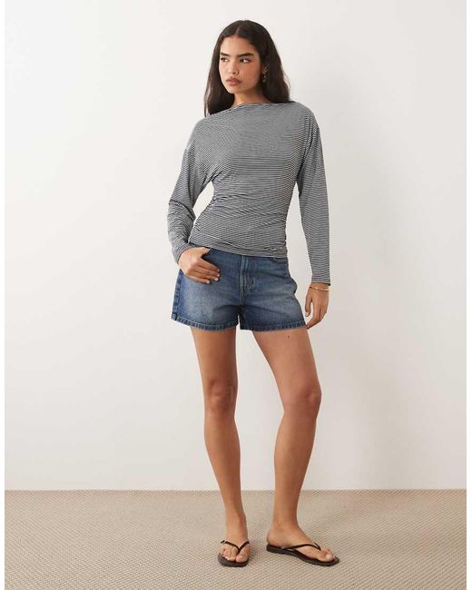 ASOS Gray Cinched Asymmetric Long Sleeve Top