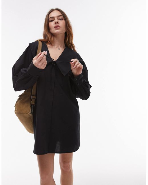 TOPSHOP Poplin Femme Collar Oversized Shirt Dress in Black | Lyst TOPSHOP Poplin Femme Collar Oversized Shirt Dress in Black | Lyst