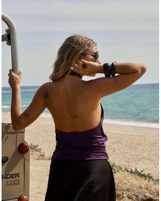 NA-KD Black X Audrey Afonso Jersey Halterneck Open Back Top