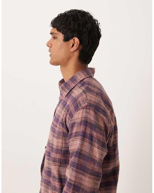 Abercrombie & Fitch Red Long Sleeve Cropped Flannel Plaid Shirt for men