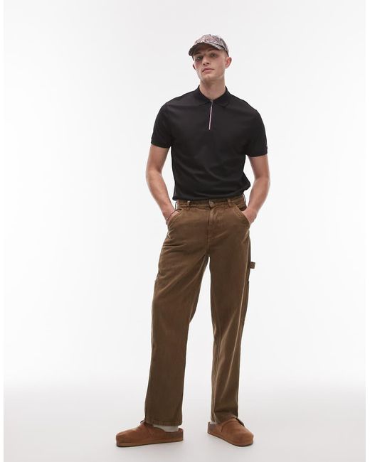 Tommy Hilfiger Black 1/4 Zip Polo for men