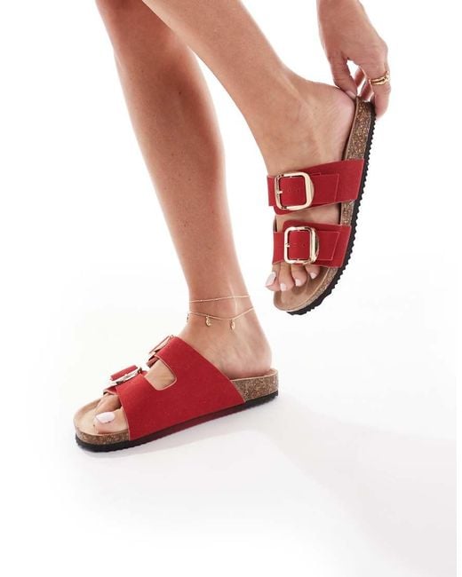Sandalias Rojas Con Dos Correas De -Rojo New Look de color White
