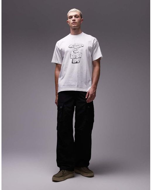 Camiseta Blanca De Corte Suelto Con Estampado Arcan De Carhartt de hombre de color White