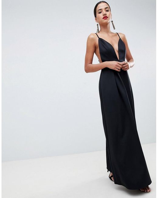 ASOS Denim Strappy Plunge Maxi Prom 