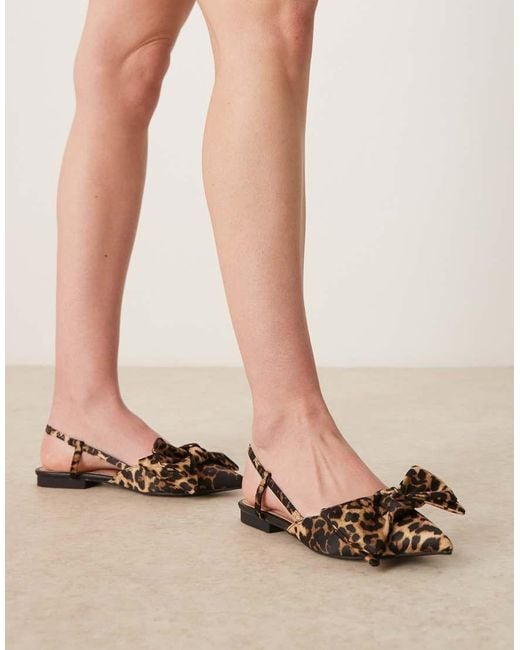 New Look Natural Satin Bow Slingback Ballet Flat