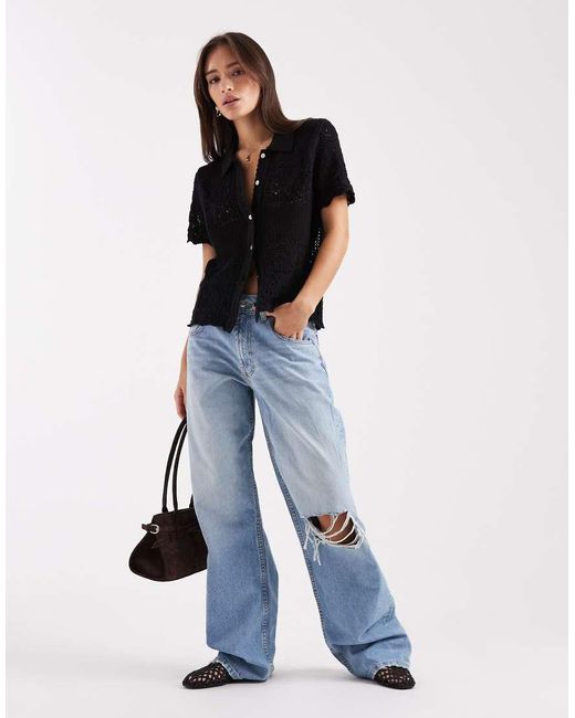 Levi's Black Susanna Floral Crochet Shirt