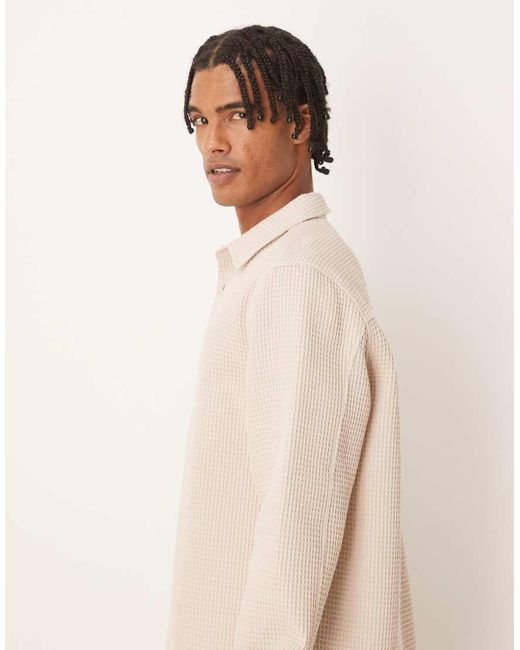 Camisa Beis Holgada De Tejido Texturizado De ASOS de hombre de color Natural