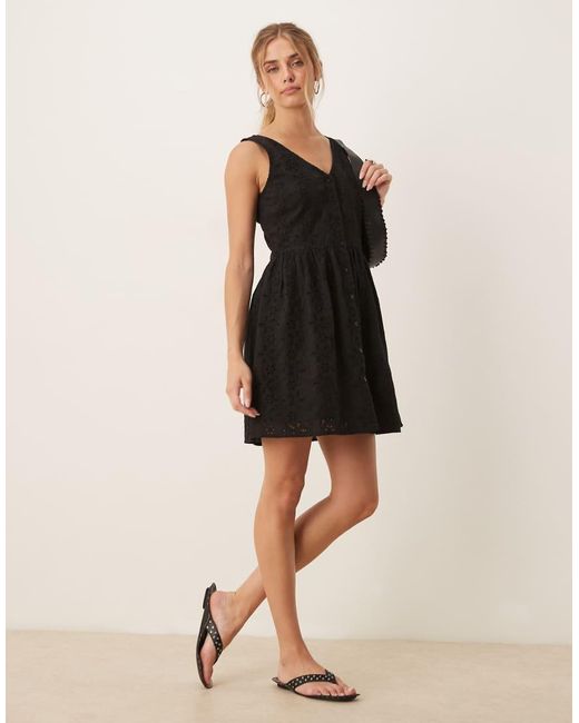 Brave Soul Mini Jurk Van Broderie in het Black