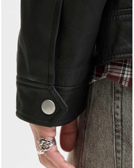 Jack & Jones Black Leather Jacket for men