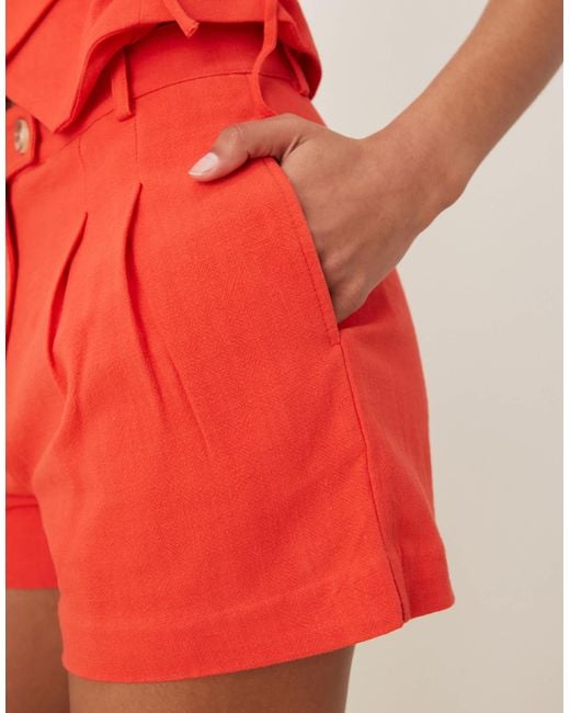 Nobody's Child Red Asher Tailo Linen Shorts Co-ord