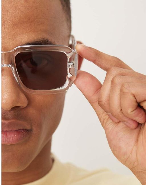 Occhiali Da Sole Squadrati Spessi Con Montatura E Lenti Bordeaux di ASOS in Brown da Uomo