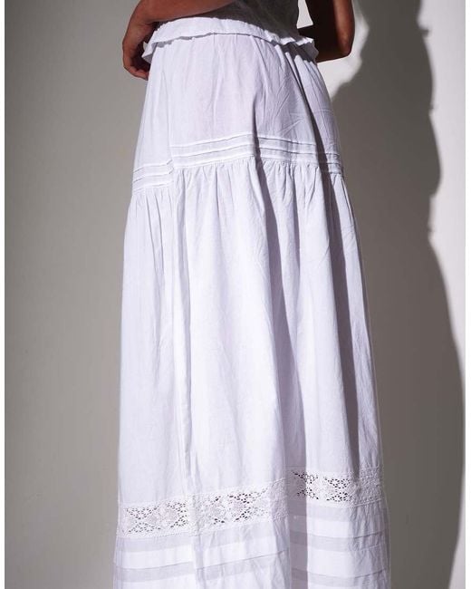 South Beach Purple Pleat Detail Tiered Maxi Skirt