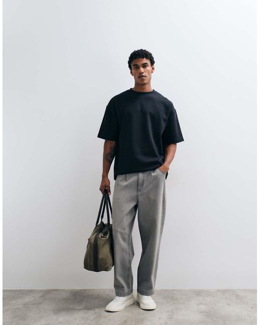 ASOS Black Premium Interlock Oversized T-shirt for men
