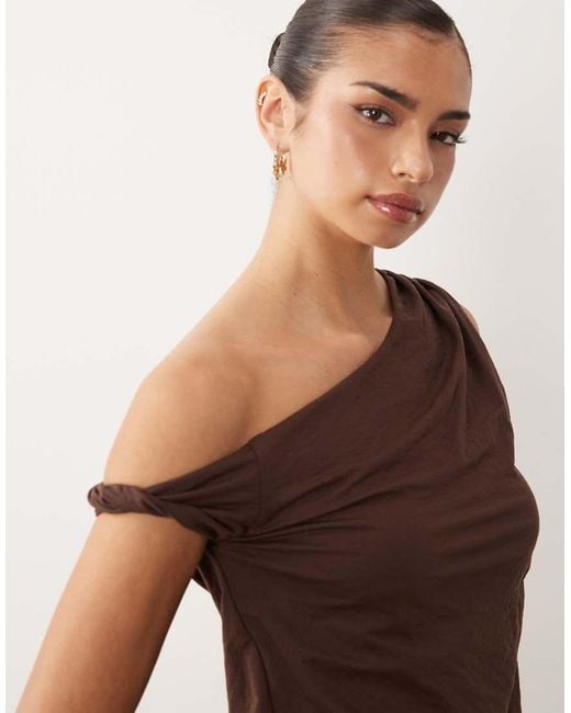 ASOS Natural Mix & Match Linen Look Longline Top With Asymmetric Hem