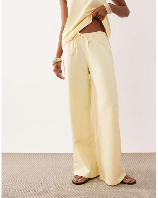 ASOS Natural Wide Leg Drawstring Trouser Co-Ord