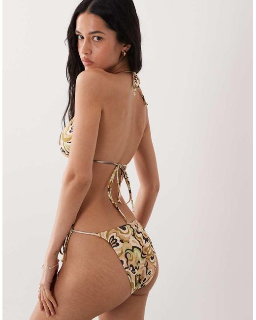 Brave Soul Brown Paisley Print Triangle Bikini Top