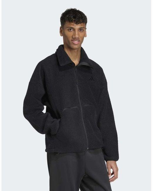 Adidas Originals Blue City Tech High Pile Fleece Full-Zip Jacket for men