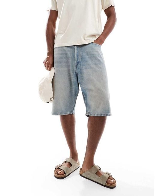 Jack & Jones Blue Ron Fit Skater Denim Shorts for men
