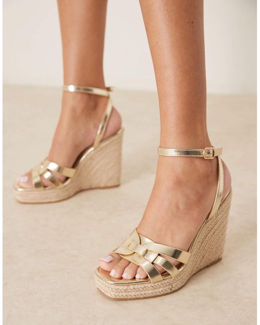 Glamorous Natural – espadrilles-sandalen mit keilabsatz