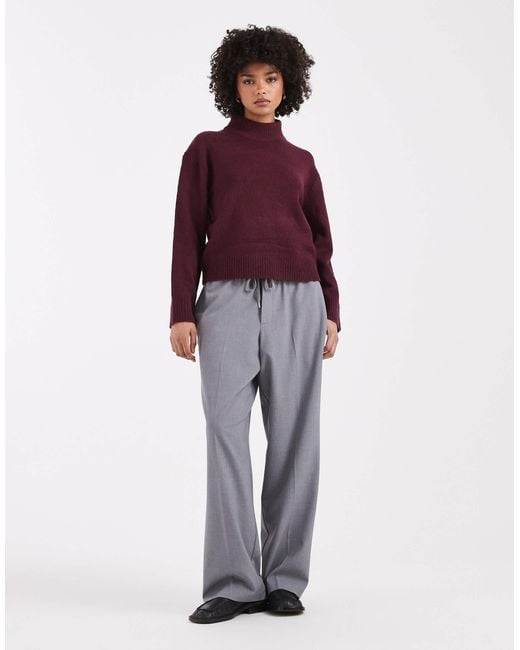 Brave Soul Purple High Neck Knitted Jumper