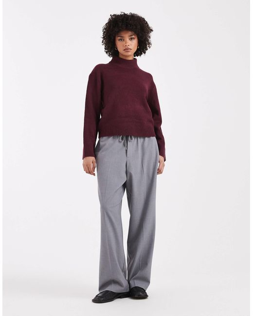 Brave Soul Purple High Neck Knitted Jumper