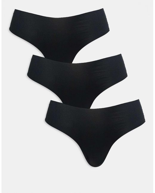 ASOS Black 3 Pack No Vpl And Lace Brazilian Briefs
