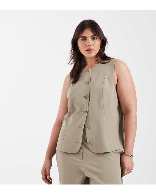 Pieces Plus Natural Pieces Curve Tailored Waistcoat Co-ord