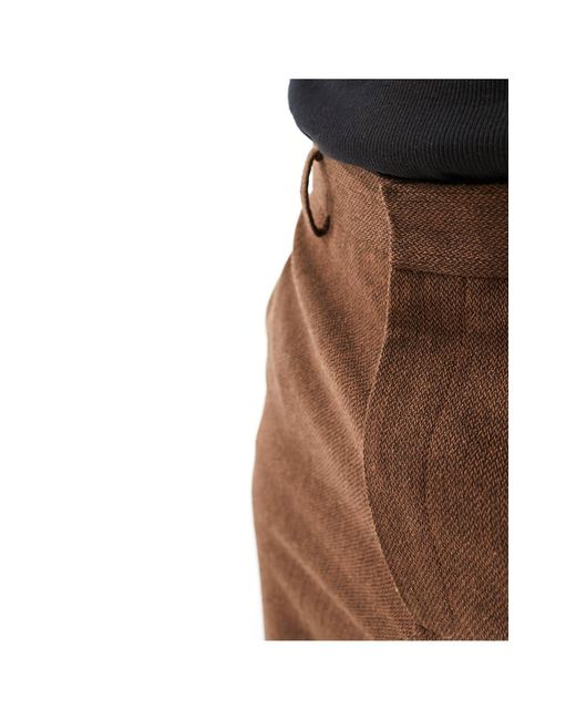 ASOS – ausgestellte anzughose aus braunem wollmix mit hohem bund in Brown für Herren