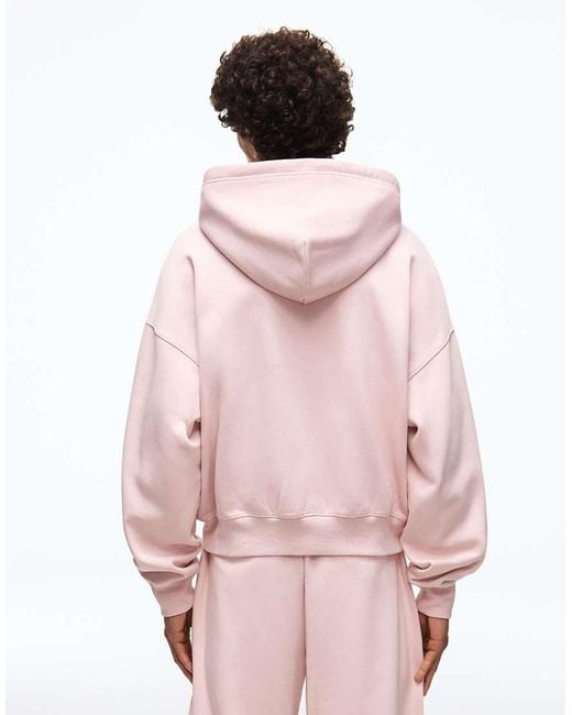 Bershka Pink Boxy Zip-up Hoodie for men