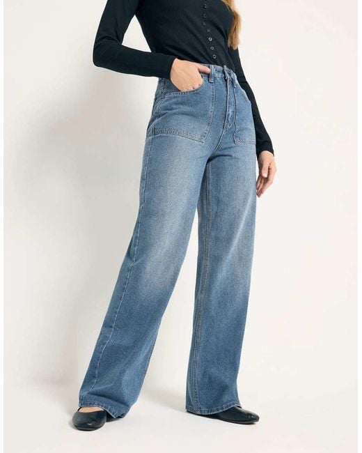 Long Tall Sally Blue High Waisted Wide Leg Jeans