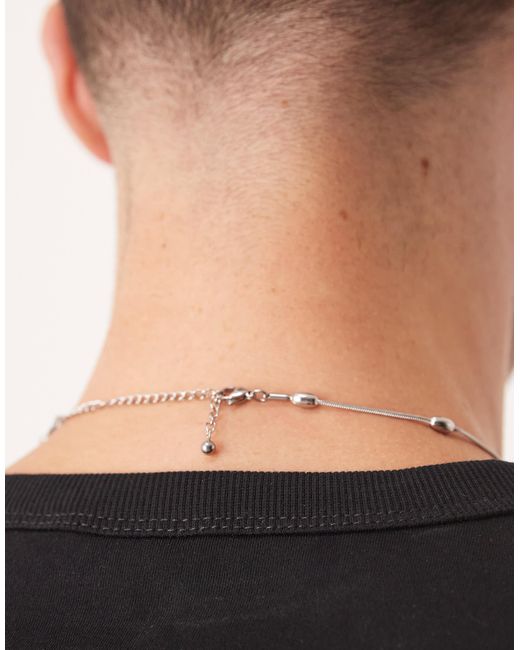 ASOS – farbene festival-halskette im 2er-pack aus wasserfestem edelstahl mit kugel- und stäbchendesign in Natural für Herren