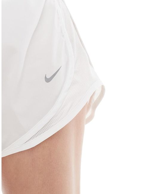Nike White Tempo Dri-fit Mid Rise 3 Inch Shorts