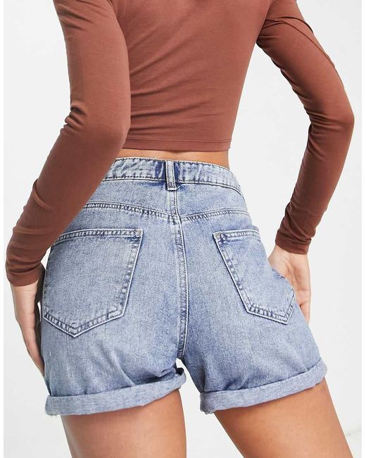 ONLY Blue Phine Denim Mom Shorts