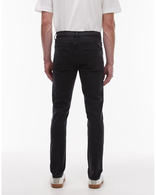 Vaqueros Negro Lavado Elásticos De Corte Pitillo De Topman de hombre de color Black