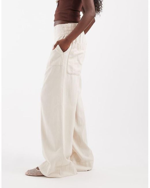 Free People White Breezy Low Rise Flare Pull On Trouser