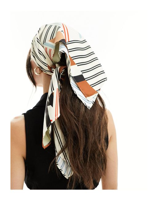 ASOS Black Spliced Stripe Large Headscarf