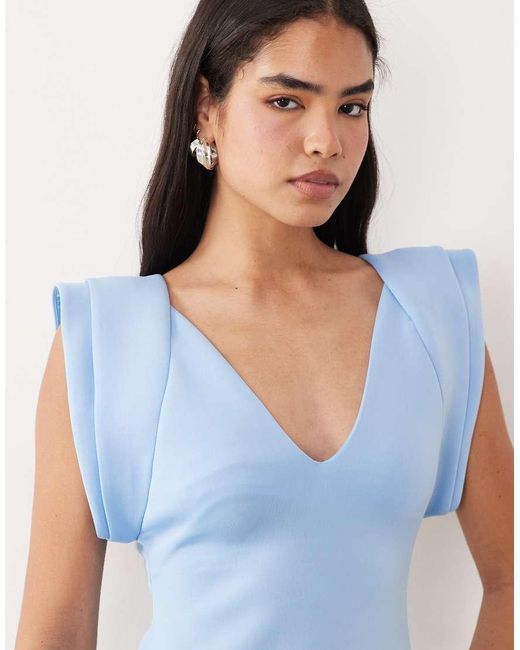 ASOS Blue Structured Shoulder Mini Dress