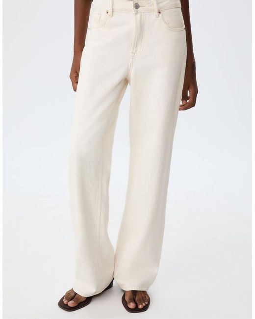 Stradivarius White Tall D92 Straight Wide Jeans