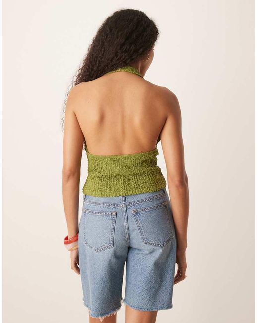 ASOS Blue Texture Halter Neck Top